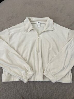 Forever 21 Cream Half-Zip Fleece Pullover